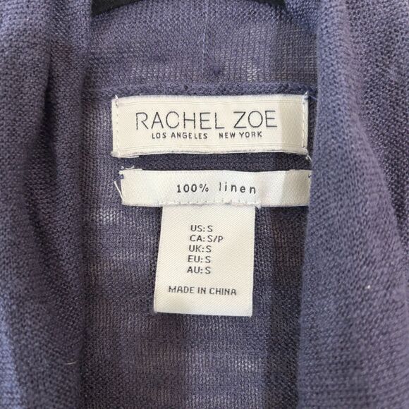 Rachel Zoe 100% Linen Open Front Cardigan Women S Blue Sweater CoastalCore Beach - Picture 5 of 7